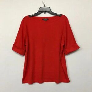 Lauren Red  Cuffed Half Sleeve Tee